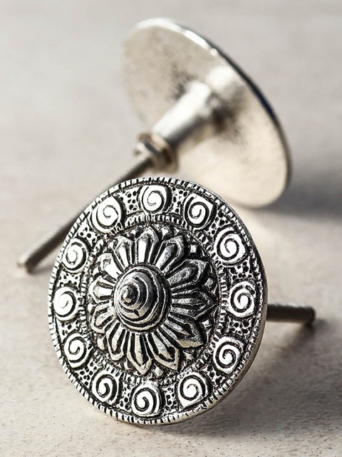 

Neerja Set Of 2 Silver-Toned Metal Cabinet Drawer Knobs