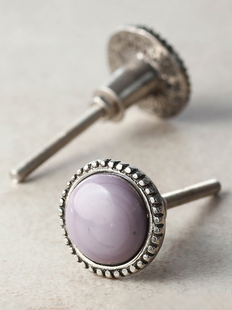 

Neerja Set Of 2 Lavender & Silver-Toned Metal Cabinet Drawer Knobs