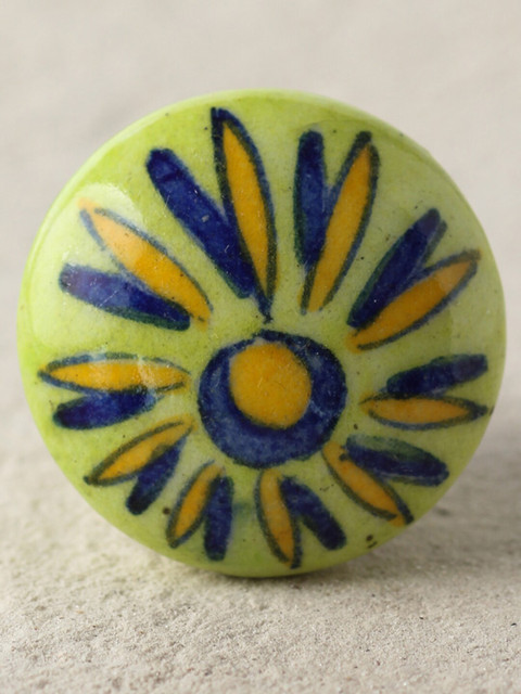 

Neerja Lime Green & Blue Jaipur Pottery Handmade Cabinet Knobs
