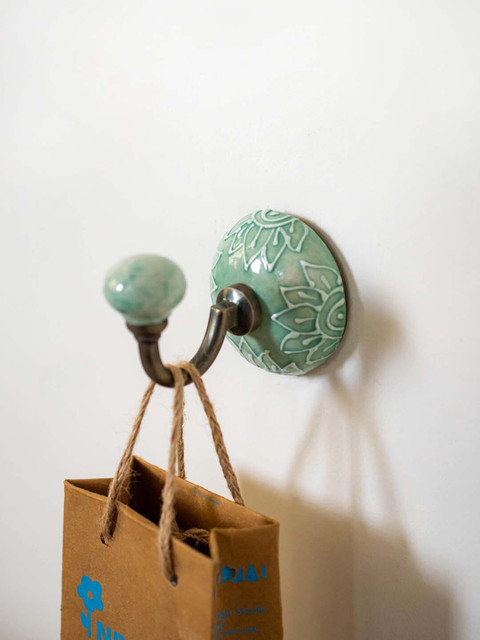

Neerja Sea Green Handmade Pottery Single Wall Hook