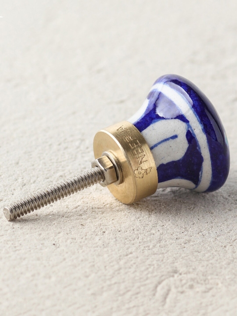 

Neerja Blue Jaipur Pottery Handmade Cabinet Knobs, Turquoise blue