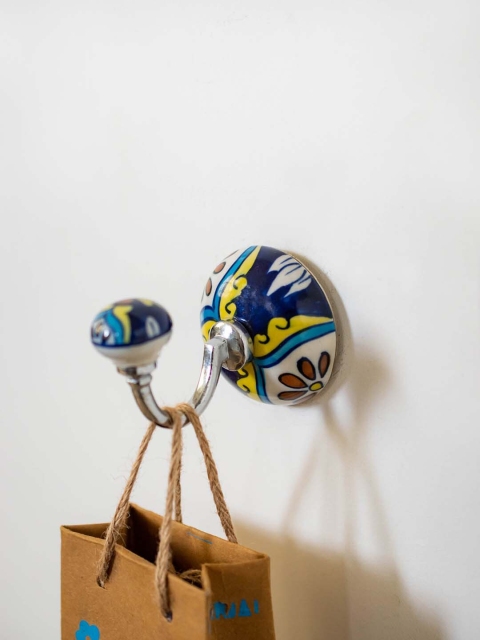 

Neerja Multicoloured Handmade Pottery Single Wall Hook, Multi