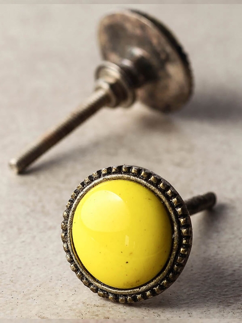 

Neerja Set Of 2 Yellow Metal Cabinet Drawer Knobs