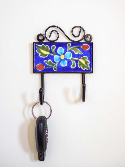 

Neerja Blue & Green Handmade Pottery Wall Tile Hook