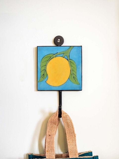 

Neerja Blue & Yellow Handmade Pottery Wall Tile Hook