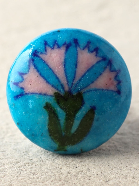 

Neerja Blue & Pink Jaipur Pottery Handmade Cabinet Knobs
