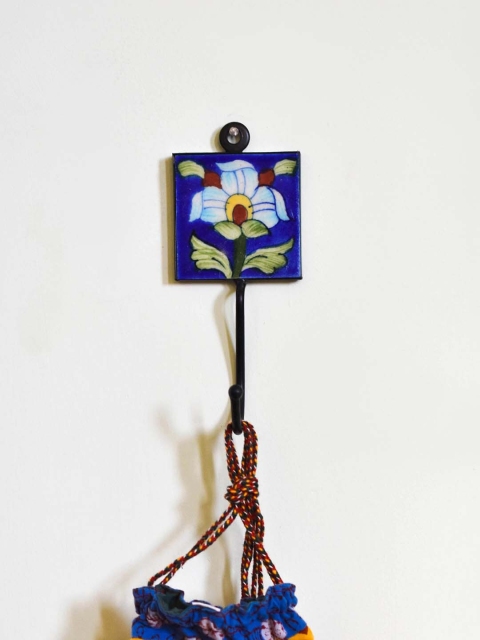 

Neerja Blue & White Handmade Pottery Wall Tile Hook