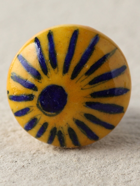 

Neerja Yellow & Navy Blue Jaipur Pottery Handmade Cabinet Knobs