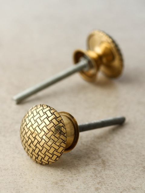 

Neerja Set Of 2 Antique Brass Metal Kitchen Cabinet Knob, Gold