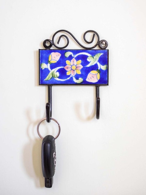 

Neerja Blue & Green Handmade Pottery Wall Tile Hook