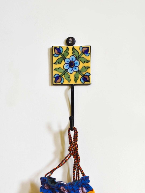 

Neerja Yellow & Blue Handmade Pottery Wall Tile Hook