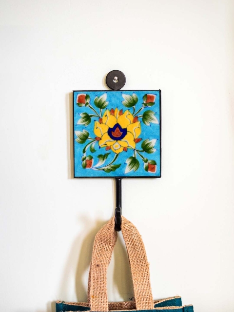 

Neerja Blue & Yellow Handmade Pottery Wall Tile Hook