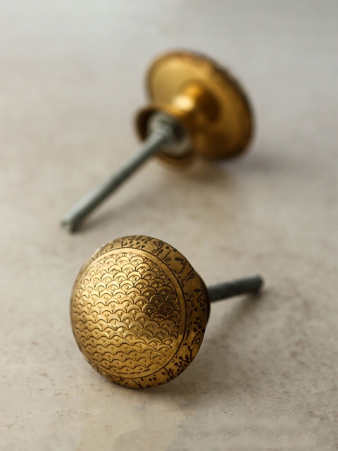 

Neerja Gold-Toned Set Of 2 Handmade Brass Design Circular Kitchen Cabinet Drawer Knob