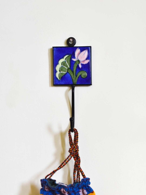 

Neerja Blue & Pink Handmade Pottery Wall Tile Hook