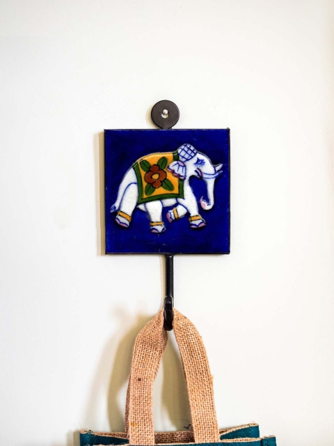 

Neerja Blue & White Pottery Handmade Wall Tile Hook