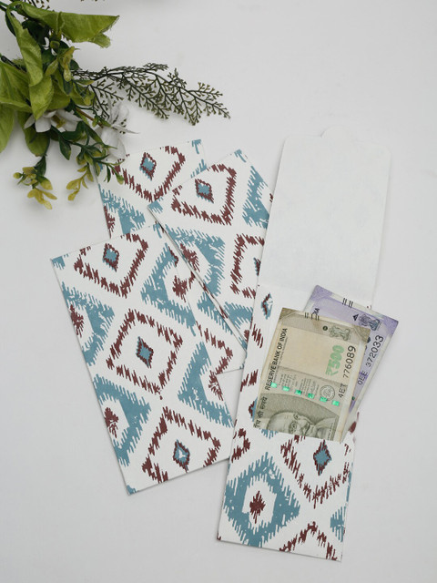 

Fabindia Set Of 5 Blue & White Printed Money Envelopes
