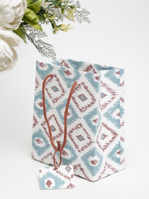 

Fabindia White & Blue Printed Paper Bag