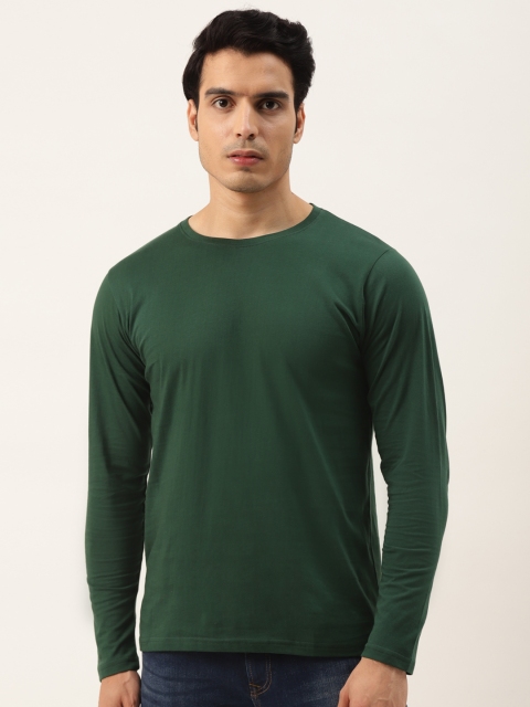 

PRINTOCTOPUS Men Green Solid Pure Cotton T-shirt