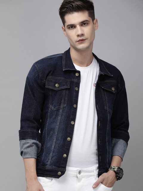 

VOXATI Men Blue Washed Denim Jacket
