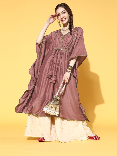 

Inddus Brown Georgette Kaftan Kurta
