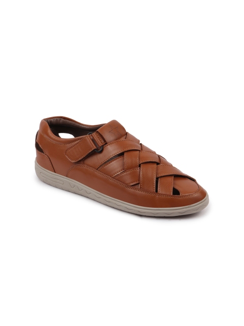 

FAUSTO Men Tan Brown PU Shoe-Style Sandals