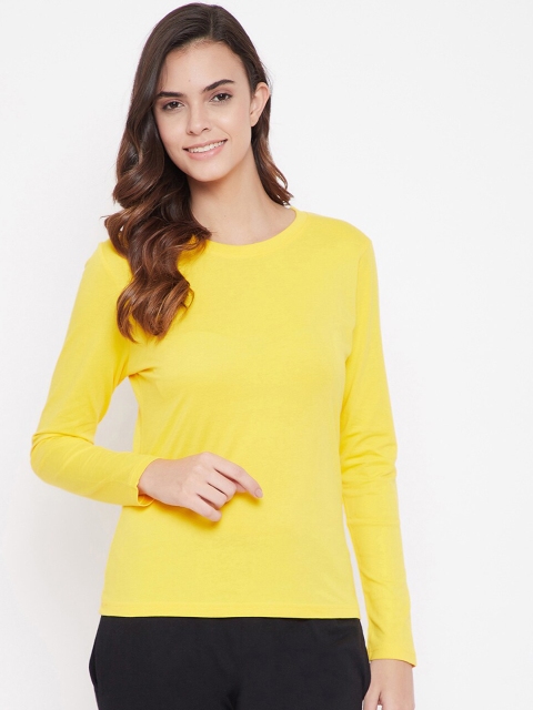 

Clovia Women Yellow Solid Cotton Lounge T-Shirt