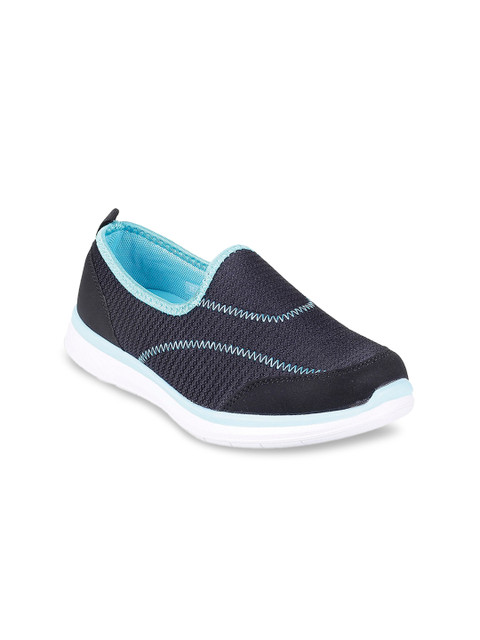 

Metro Women Navy Blue Textured Slip-On Sneakers