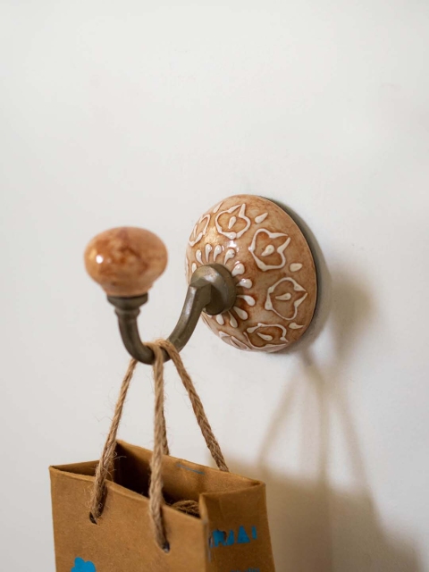 

Neerja Orange & Gold-Toned Handmade Pottery Single Wall Hook