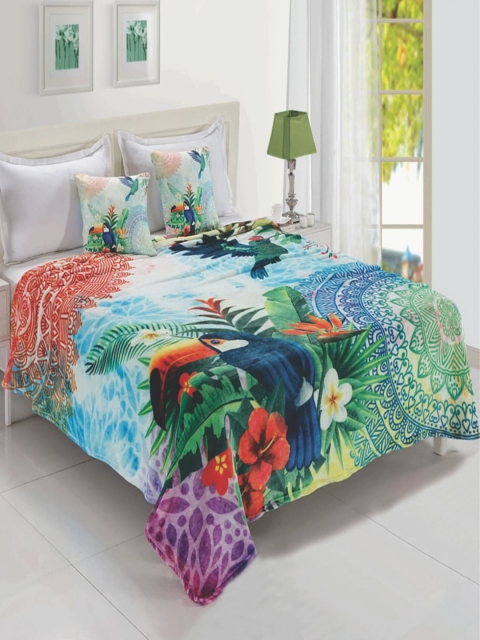

Status White & Blue Floral Mild Winter 210 GSM Double Bed Blanket
