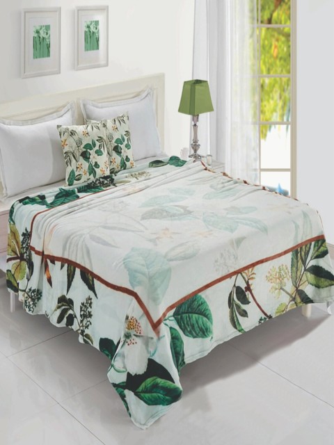 

Status Off White & Green Mild Winter 210 GSM Double Bed Blanket