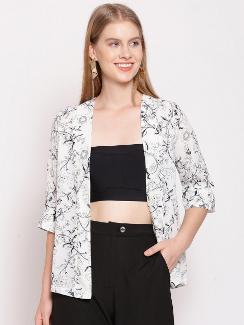

Zink London Women White & Black Printed Shrug