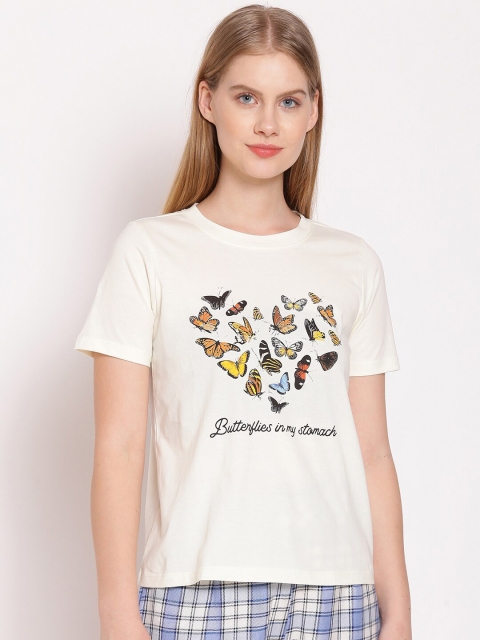 

Zink London Women Off White Printed T-shirt