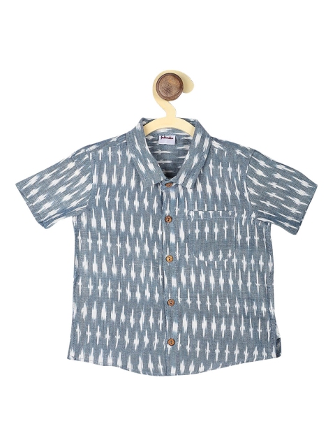 

Fabindia Boys Teal Cotton Woven Ikat Casual Shirt