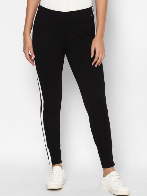 

Allen Solly Woman Women Black Solid Ankle-Length Leggings