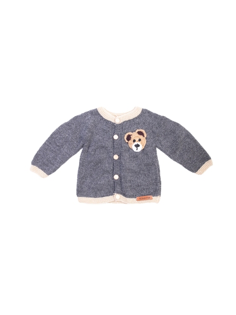 

The Original Knit Unisex Kids Grey Melange Embroidered Cardigan
