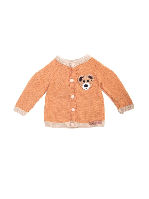 

The Original Knit Unisex Kids Orange & Brown Embroidered Cardigan
