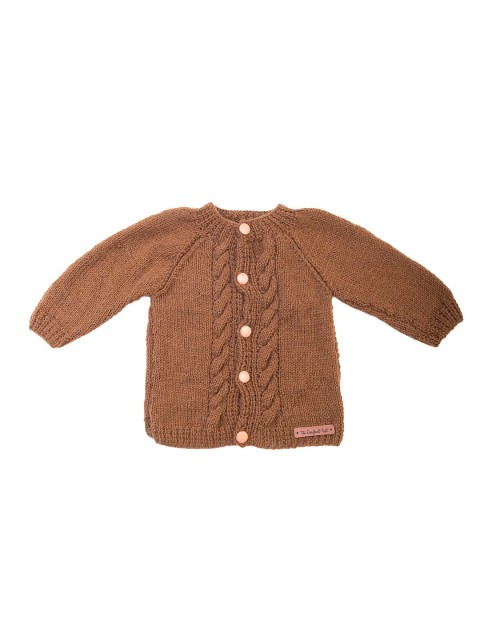 

The Original Knit Kids Brown Handmade Cable Knit Cardigan