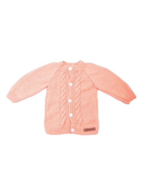 

The Original Knit Unisex Kids Peach-Coloured Handmade Cable Knit Cardigan