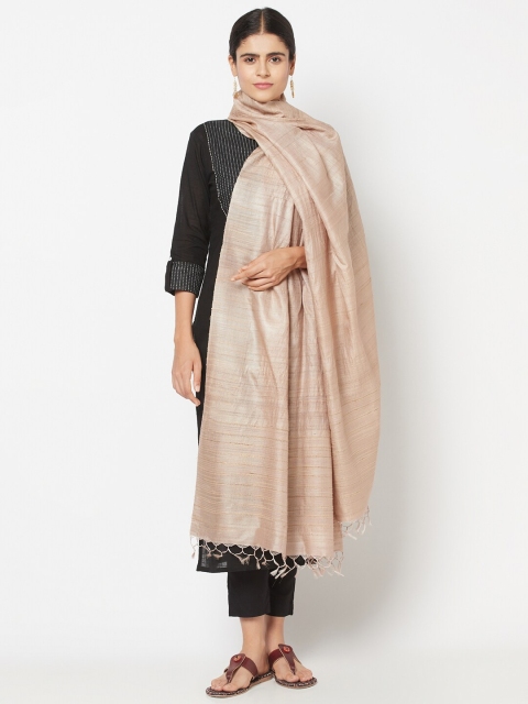 

Fabindia Beige Woven Design Pure Silk Dupatta