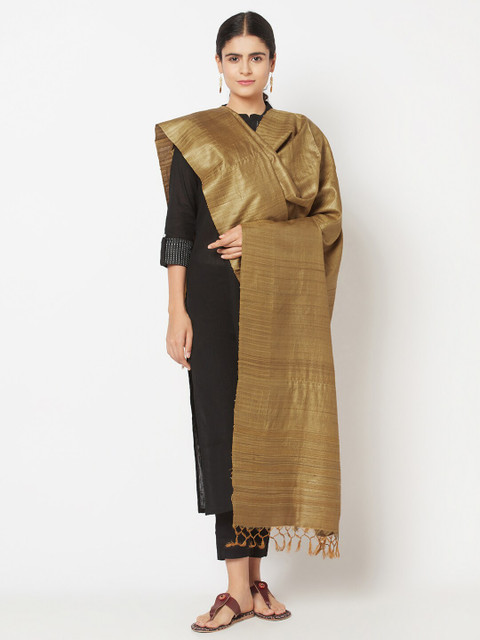 

Fabindia Gold-Toned Woven Design Silk Tussar Dupatta