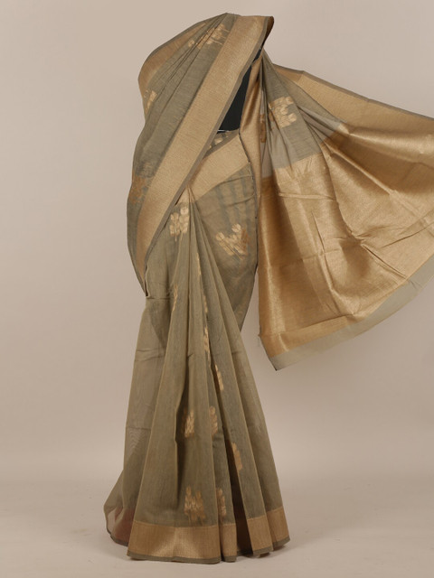 

Pothys Grey & Golden Woven Design Zari Saree