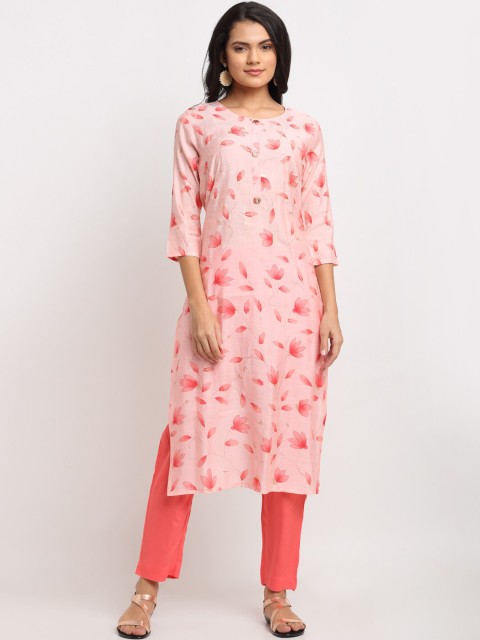 

Ardozaa Women Pink Printed Chanderi Foil Print Kurta with Trousers