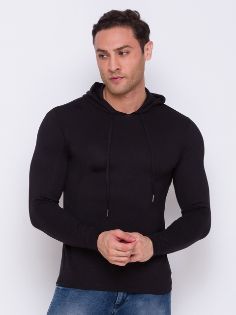 

Smugglerz Men Black Hooded Sweatshirt
