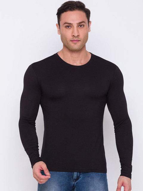 

Smugglerz Men Black Solid Long Sleeve T-shirt