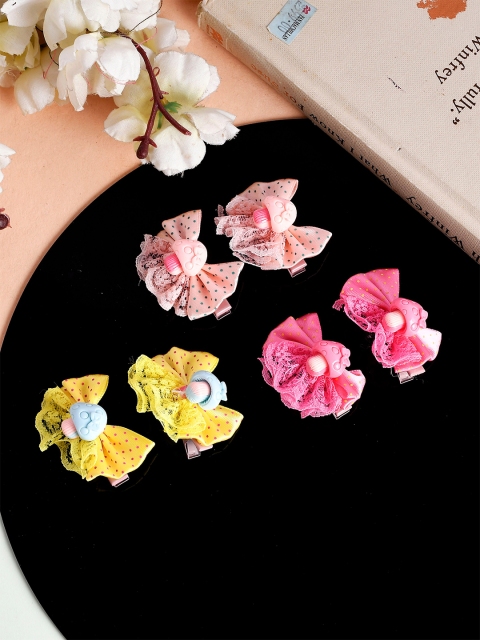 

Silvermerc Designs Girls Yellow & Pink Set of 6 Mushroom Lace Alligator Hair Clip