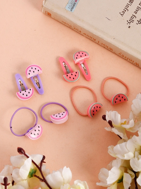

Silvermerc Designs Girls Set of 8 Orange & Blue Embellished Hair Accessories