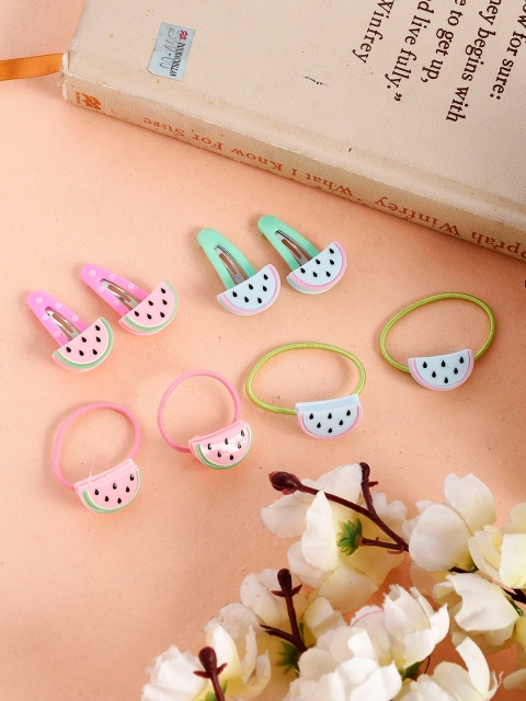 

Silvermerc Designs Set of 4 Girls Pink & Green Embellished Hair Accessory Set of