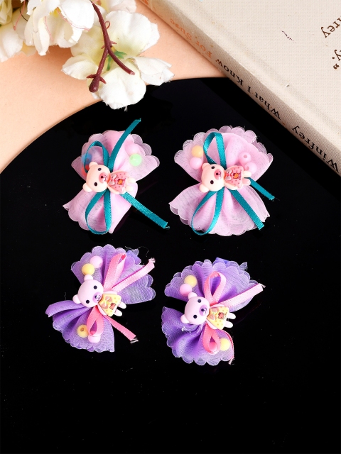 

Silvermerc Designs Girls Purple & Pink Set of 4 Lace Alligator Hair Clips
