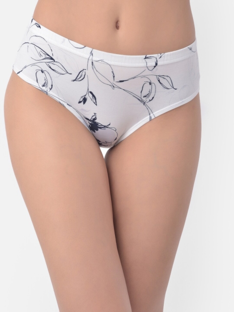 

Clovia Women Mid Waist White & Navy Blue Floral Printed Cotton Hipster Briefs