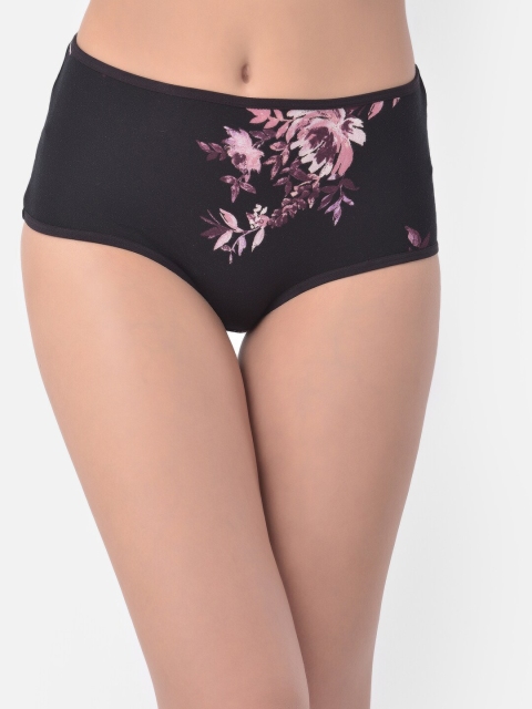 

Clovia Women Black & Purple Floral Printed Cotton Hipster Briefs-PN3221A193XL